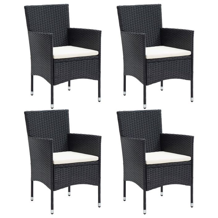 Mobilier à dîner de jardin et coussins 5pcs Résine tressée Noir 16 - Photo n°3