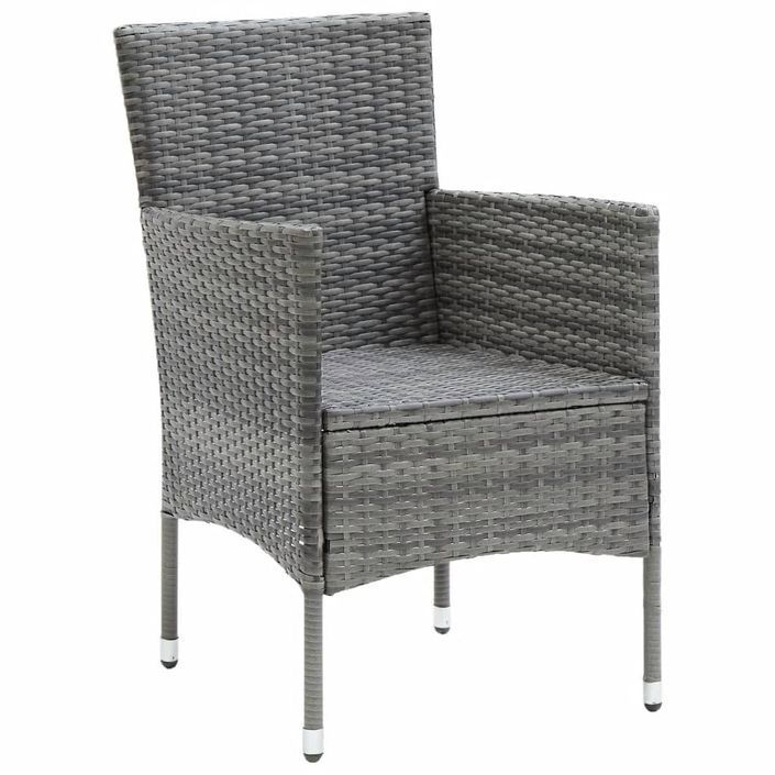 Mobilier à dîner de jardin et coussins 7pcs Résine tressée Gris - Photo n°5