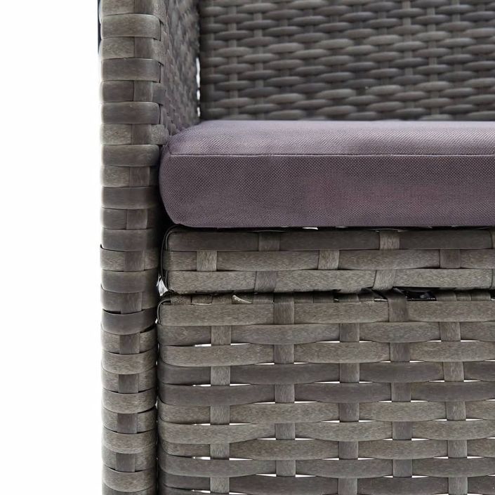 Mobilier à dîner de jardin et coussins 7pcs Résine tressée Gris - Photo n°9