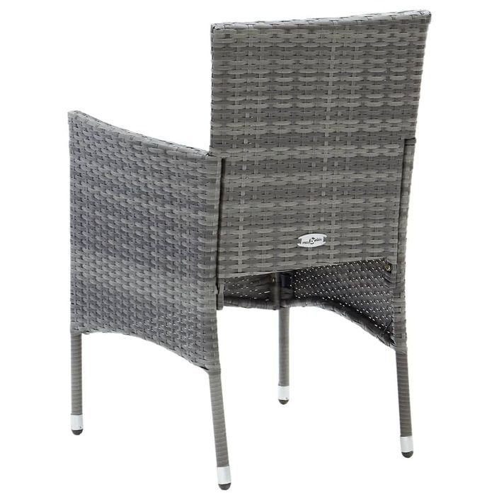 Mobilier à dîner de jardin et coussins 7pcs Résine tressée Gris - Photo n°6