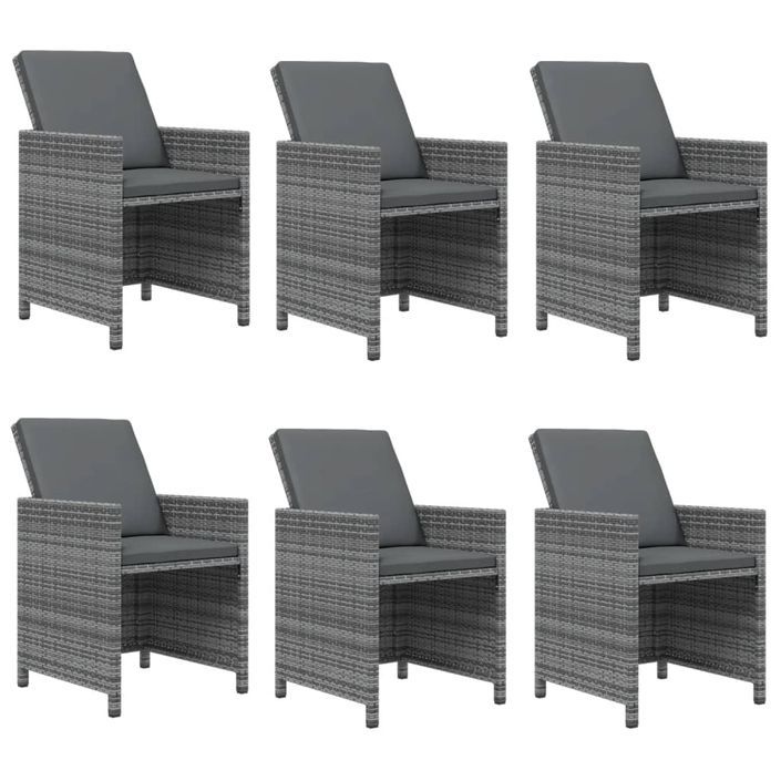 Mobilier à dîner de jardin et coussins 7pcs Résine tressée Gris - Photo n°4