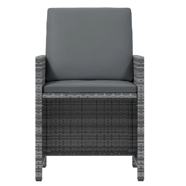 Mobilier à dîner de jardin et coussins 7pcs Résine tressée Gris - Photo n°6