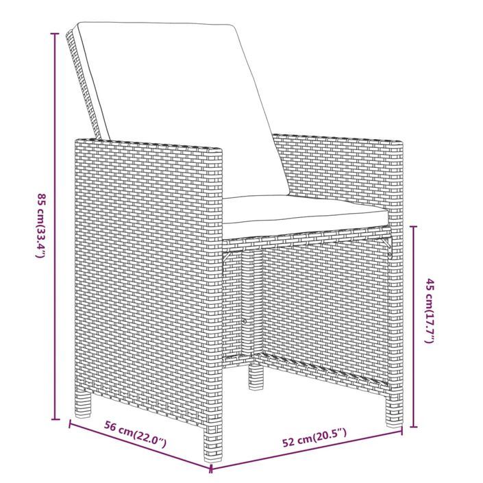 Mobilier à dîner de jardin et coussins 7pcs Résine tressée Gris - Photo n°9