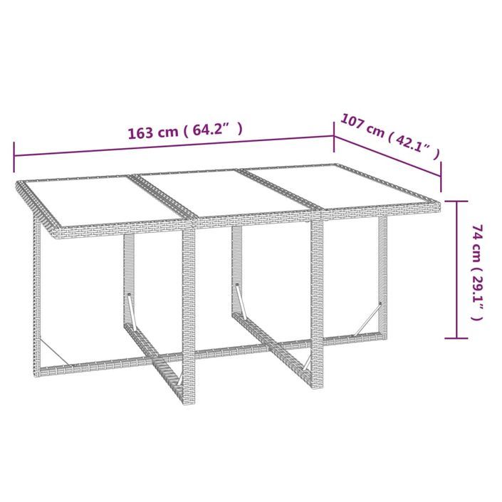 Mobilier à dîner de jardin et coussins 7pcs Résine tressée Gris - Photo n°10