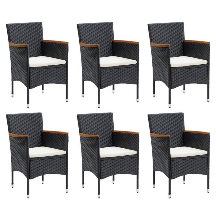 Mobilier à dîner de jardin et coussins 7pcs Résine tressée Noir 4 - Photo n°3