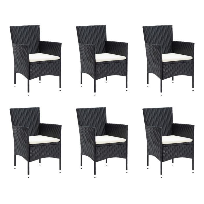 Mobilier à dîner de jardin et coussins 7pcs Résine tressée Noir 3 - Photo n°3