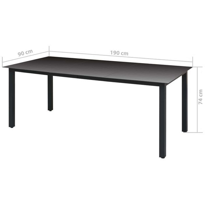 Mobilier à dîner de jardin et coussins 7pcs Résine tressée Noir 3 - Photo n°12