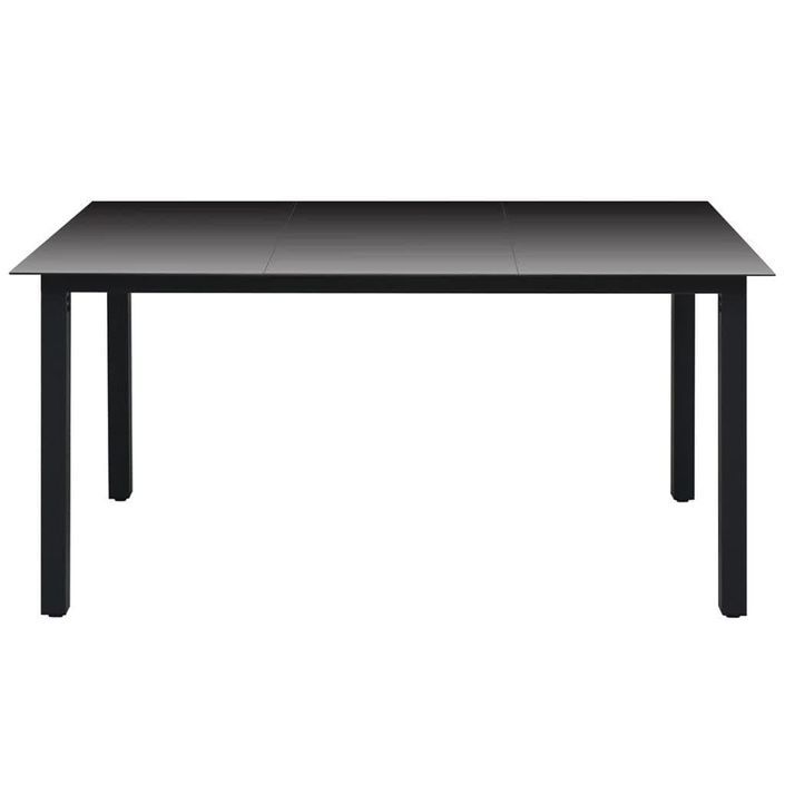 Mobilier à dîner de jardin et coussins 7pcs Résine tressée Noir - Photo n°9