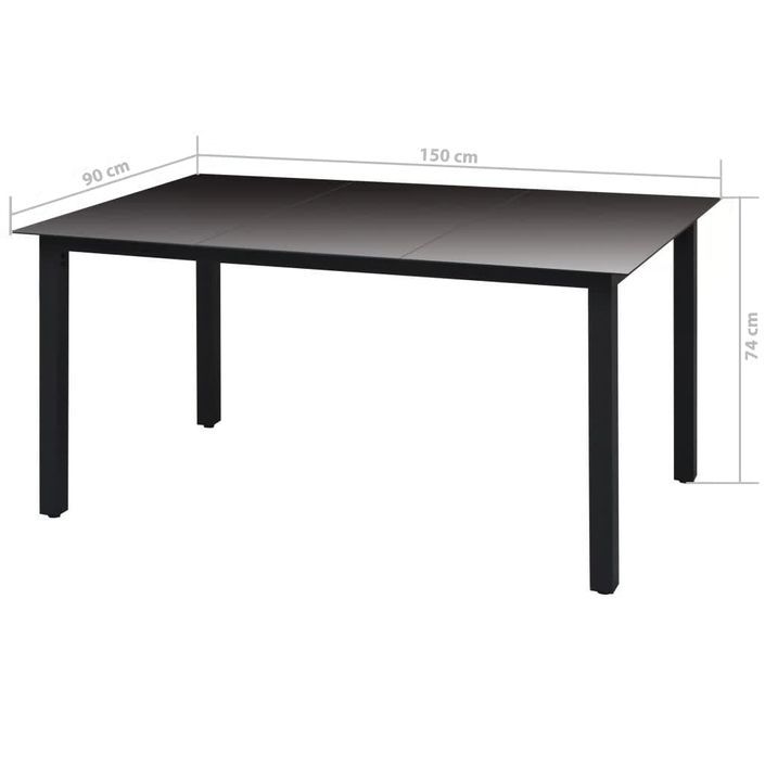 Mobilier à dîner de jardin et coussins 7pcs Résine tressée Noir - Photo n°12