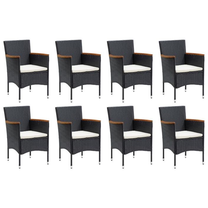 Mobilier à dîner de jardin et coussins 9pcs Résine tressée Noir 4 - Photo n°3