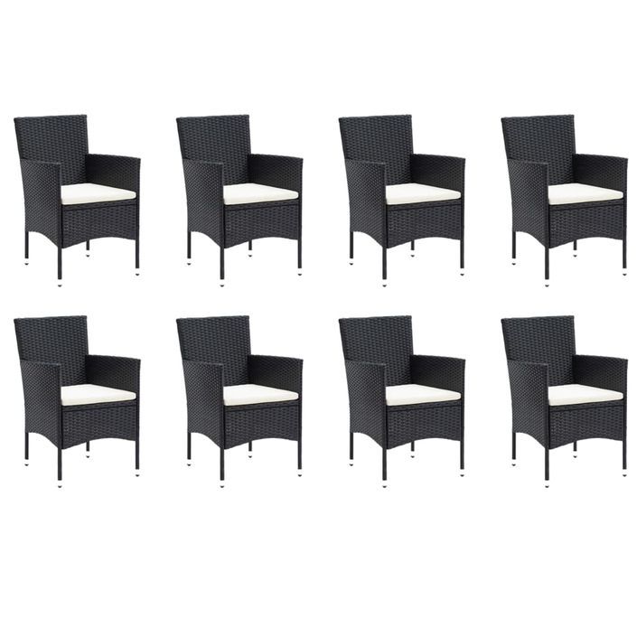 Mobilier à dîner de jardin et coussins 9pcs Résine tressée Noir 5 - Photo n°3