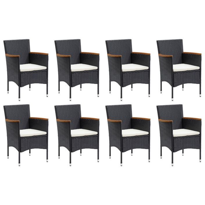 Mobilier à dîner de jardin et coussins 9pcs Résine tressée Noir 2 - Photo n°3