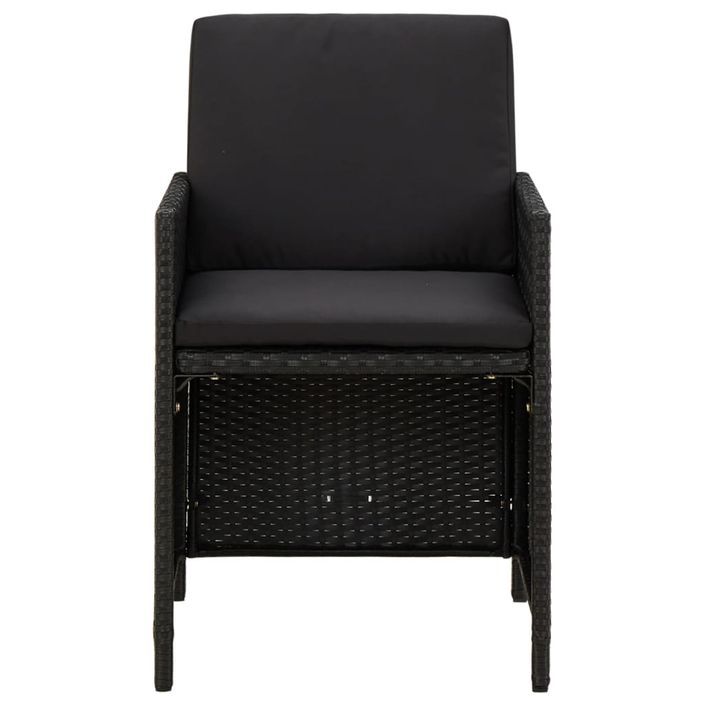 Mobilier à dîner de jardin et coussins 9pcs Résine tressée Noir - Photo n°5