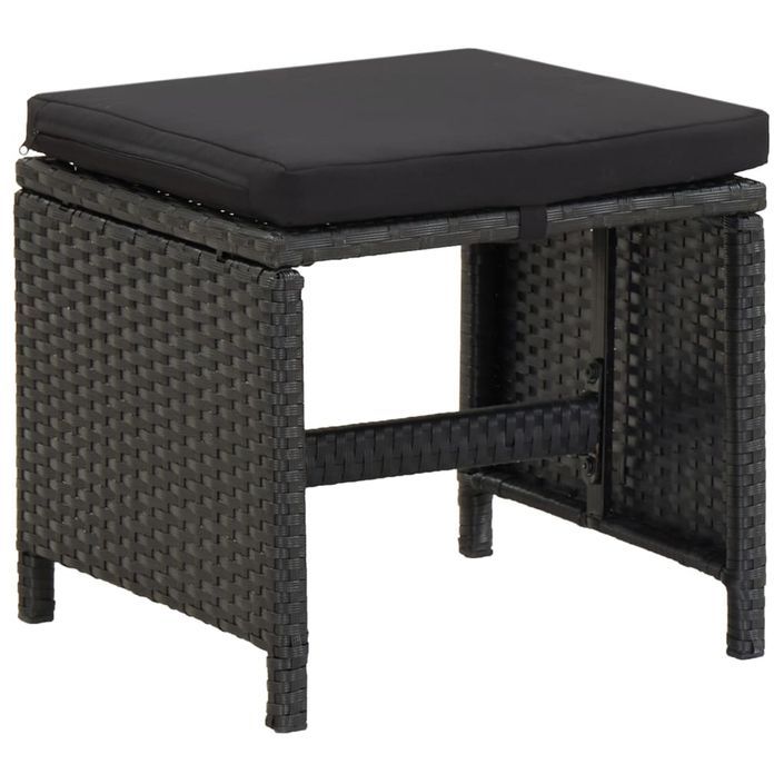 Mobilier à dîner de jardin et coussins 9pcs Résine tressée Noir - Photo n°6