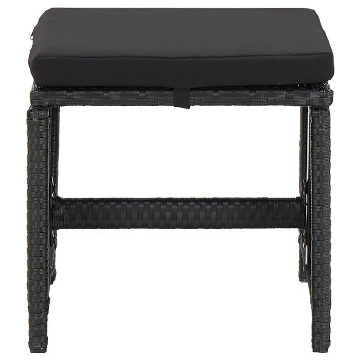 Mobilier à dîner de jardin et coussins 9pcs Résine tressée Noir - Photo n°7