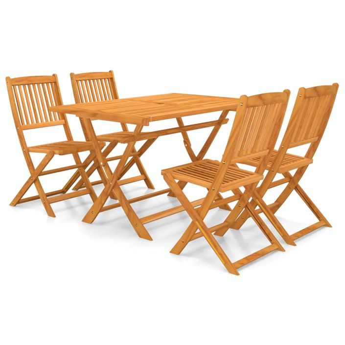 Mobilier à dîner de jardin pliable 5 pcs Bois d'acacia solide - Photo n°1