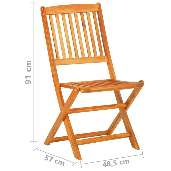 Mobilier à dîner de jardin pliable 5 pcs Bois d'acacia solide - Photo n°7