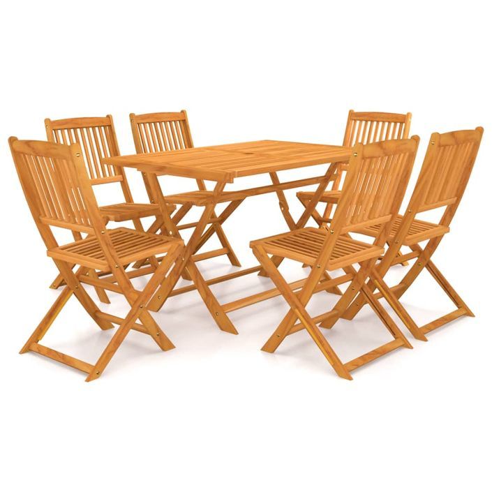 Mobilier à dîner de jardin pliable 7 pcs Bois d'acacia solide 3 - Photo n°1