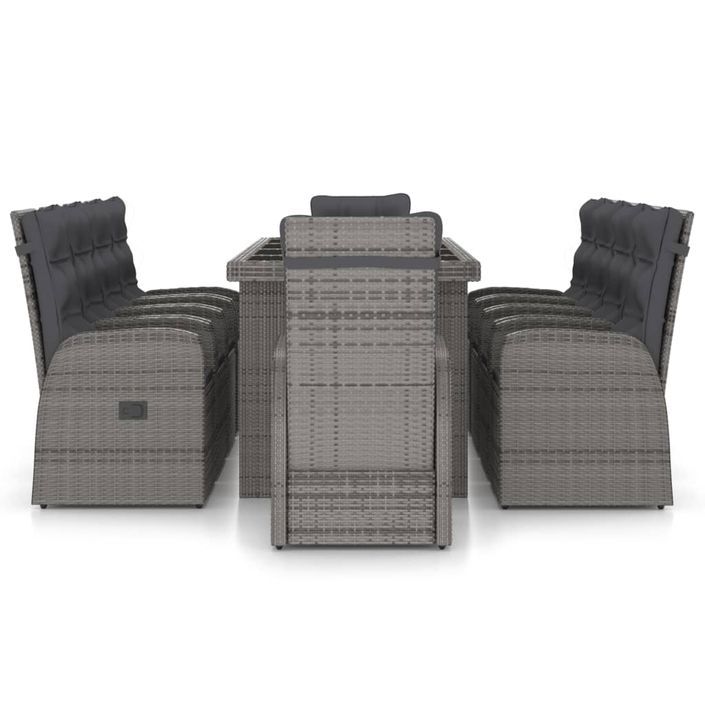 Mobilier à dîner jardin 11pcs avec coussins Résine tressée Gris - Photo n°2