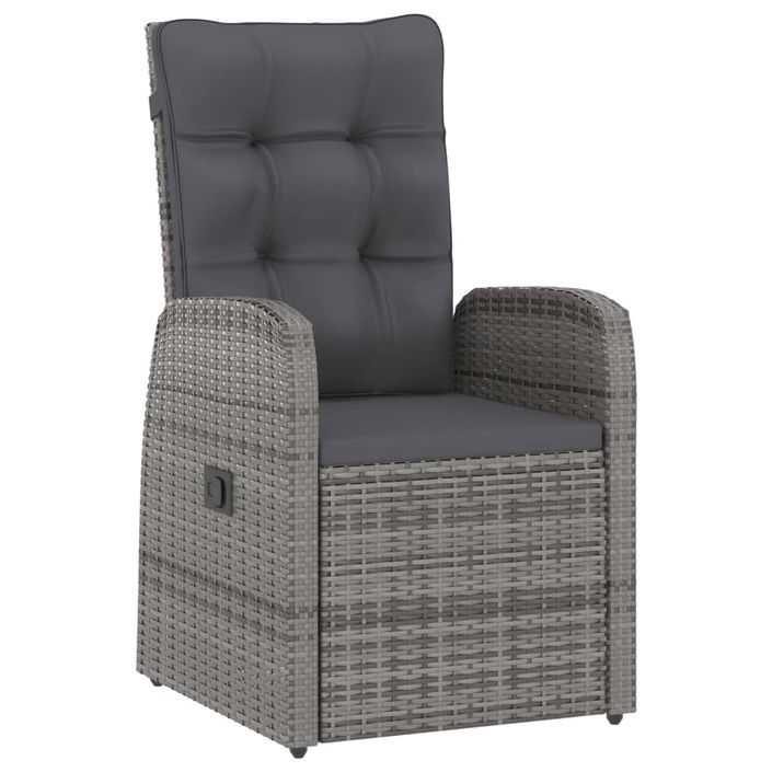 Mobilier à dîner jardin 11pcs avec coussins Résine tressée Gris - Photo n°7