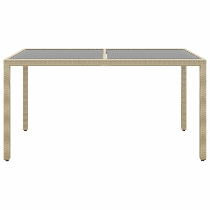 Mobilier à dîner jardin 5 pcs Résine tressée verre trempé Beige - Photo n°6