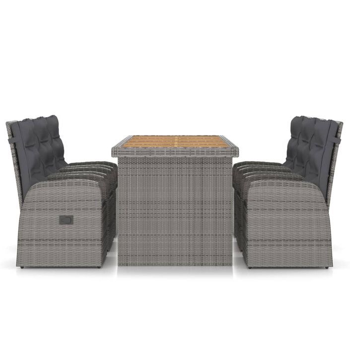 Mobilier à dîner jardin 7 pcs avec coussins Résine tressée Gris 2 - Photo n°2