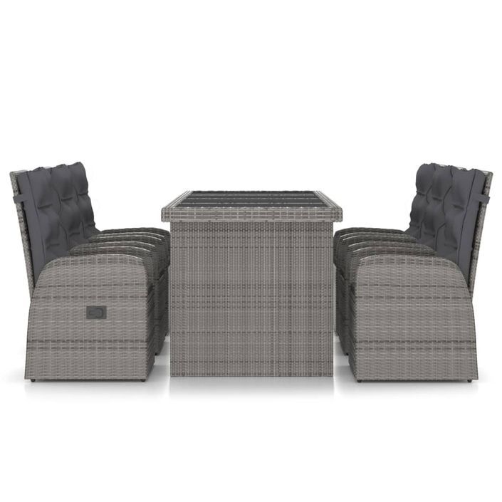 Mobilier à dîner jardin 7 pcs avec coussins Résine tressée Gris - Photo n°2