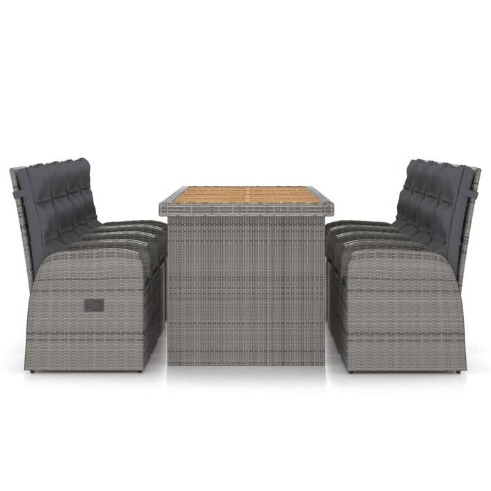 Mobilier à dîner jardin 9 pcs avec coussins Résine tressée Gris 2 - Photo n°2