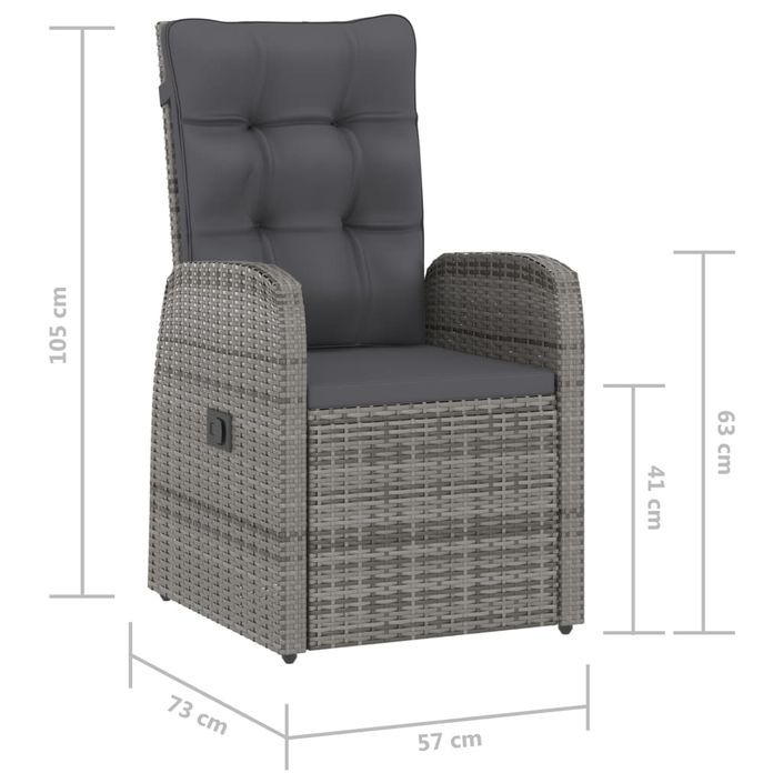 Mobilier à dîner jardin 9 pcs avec coussins Résine tressée Gris 2 - Photo n°12