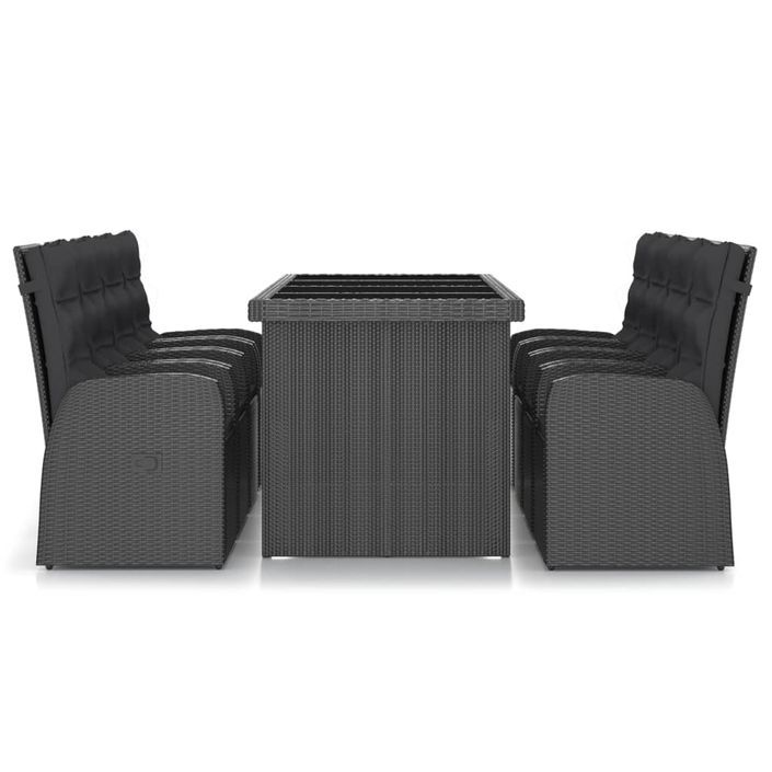 Mobilier à dîner jardin 9 pcs avec coussins Résine tressée Noir 2 - Photo n°2