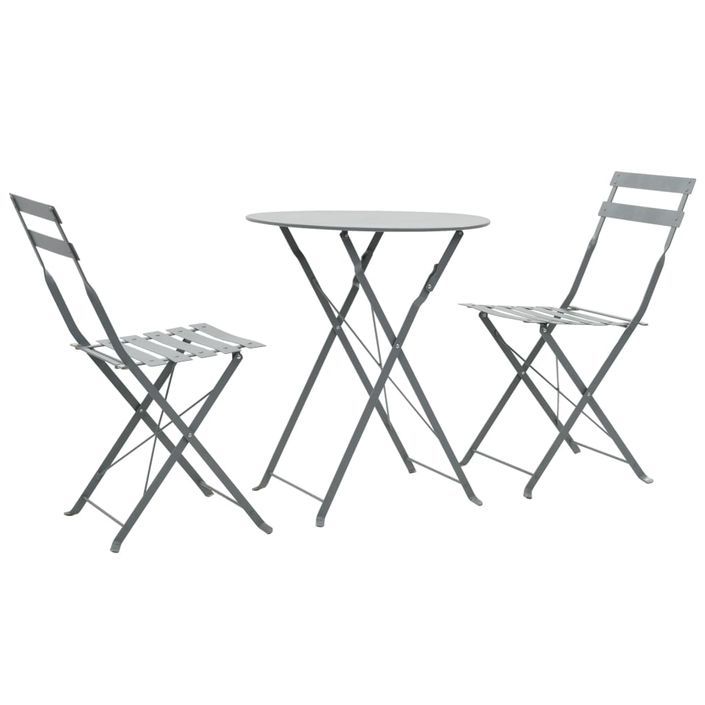 Mobilier de bistro 3 pcs Acier Gris - Photo n°1