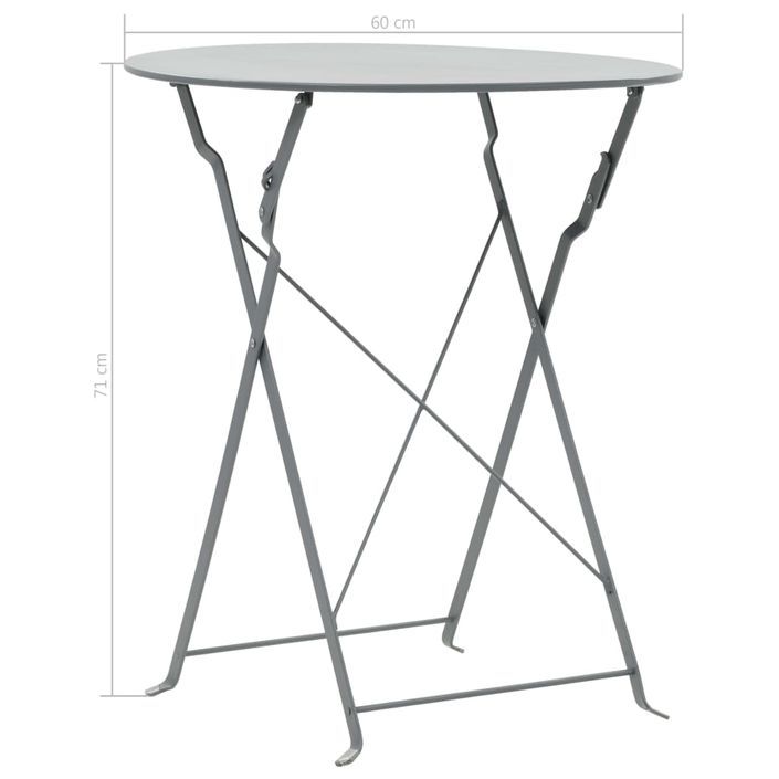 Mobilier de bistro 3 pcs Acier Gris - Photo n°9