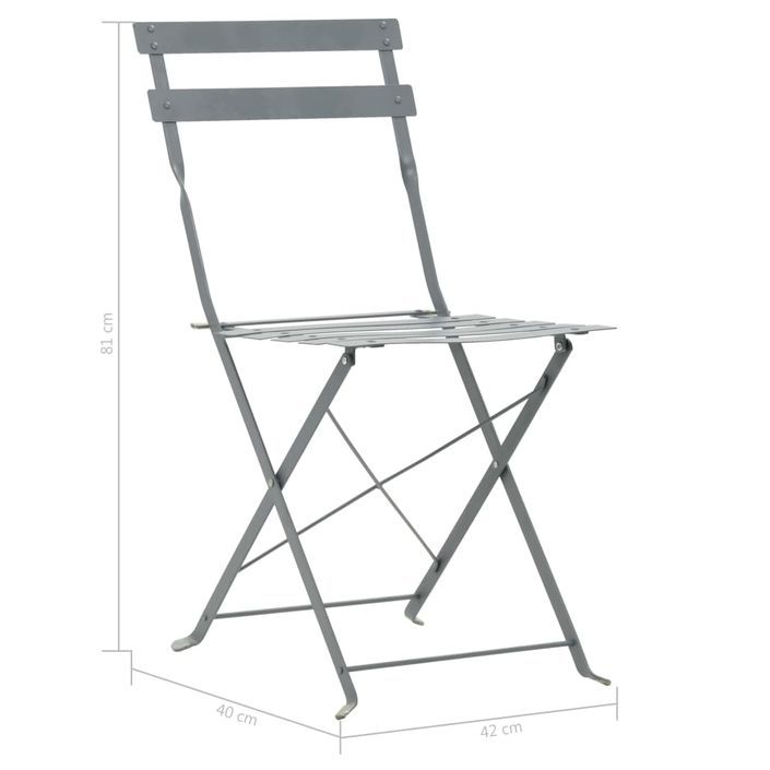 Mobilier de bistro 3 pcs Acier Gris - Photo n°10