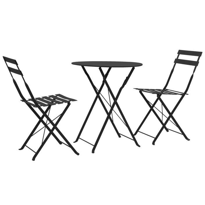 Mobilier de bistro 3 pcs Acier Noir - Photo n°1