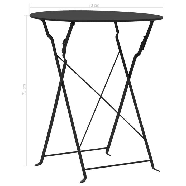 Mobilier de bistro 3 pcs Acier Noir - Photo n°9