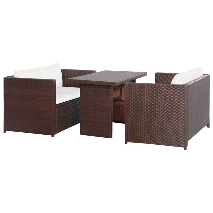 Mobilier de bistro 3 pcs avec coussins Résine tressée Marron 2 - Photo n°1