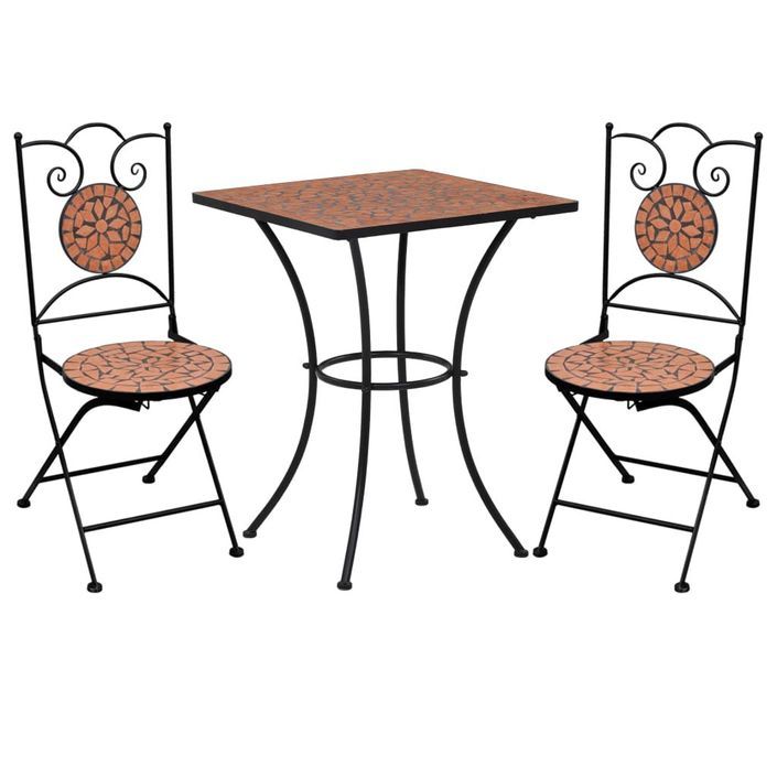 Mobilier de bistro 3 pcs mosaïque Carreau céramique Terre cuite - Photo n°1