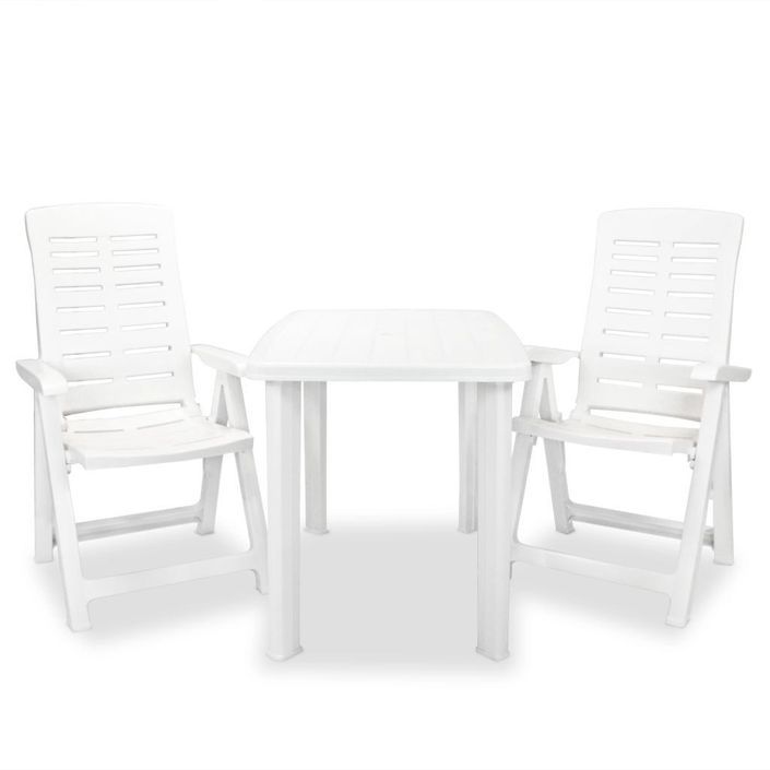 Mobilier de bistro 3 pcs Plastique Blanc 2 - Photo n°1