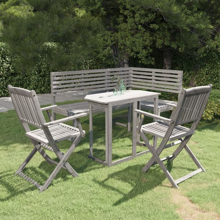 Mobilier de bistro 4 pcs Bois d'acacia solide Gris - Photo n°1