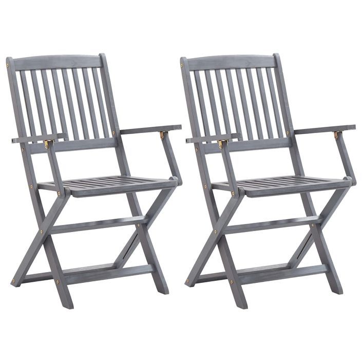 Mobilier de bistro 4 pcs Bois d'acacia solide Gris - Photo n°7