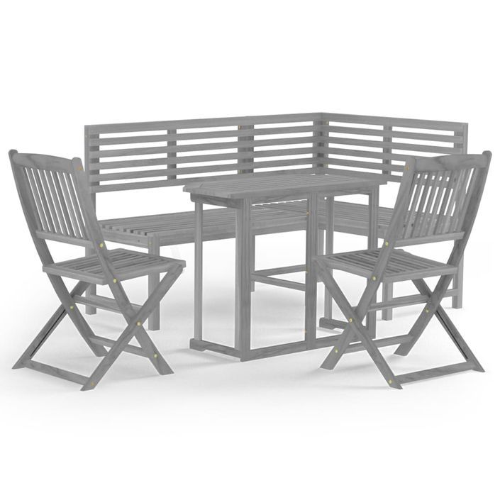 Mobilier de bistro 4 pcs Bois d'acacia solide Gris - Photo n°2