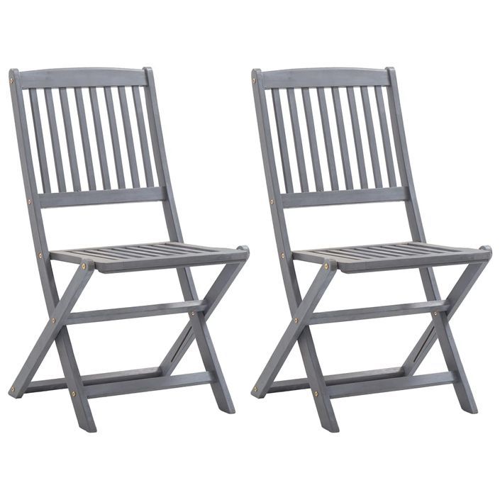 Mobilier de bistro 4 pcs Bois d'acacia solide Gris - Photo n°7