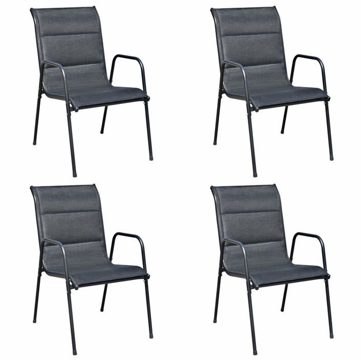 Mobilier de salle à manger d'extérieur 5 pcs Acier Noir - Photo n°5