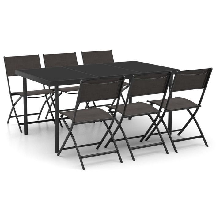 Mobilier de salle à manger d'extérieur 7 pcs Acier 7 - Photo n°1