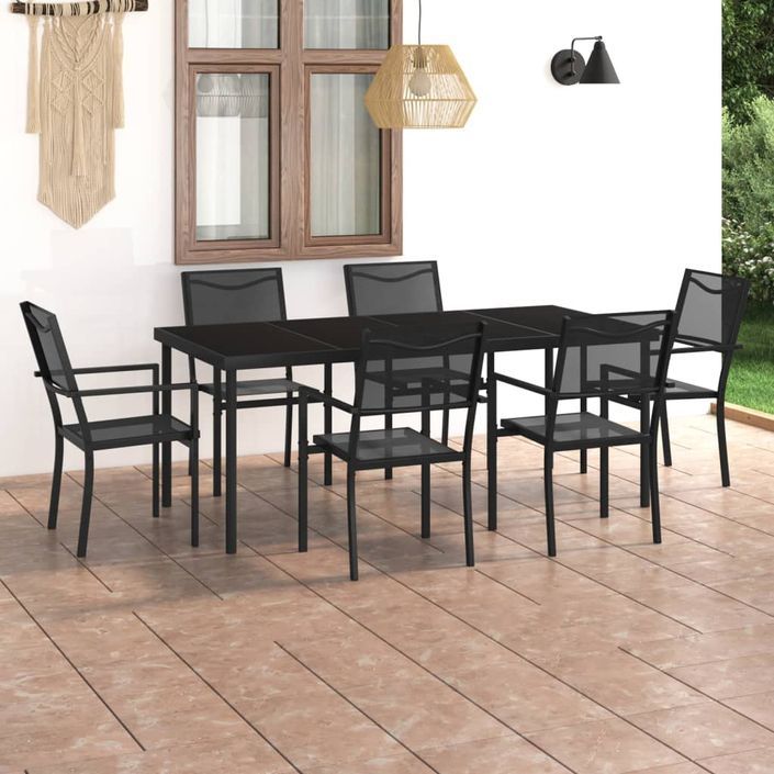 Mobilier de salle à manger d'extérieur 7 pcs Acier 3 - Photo n°2