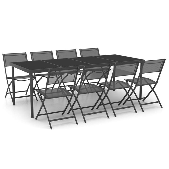 Mobilier de salle à manger d'extérieur 9 pcs Acier 12 - Photo n°1