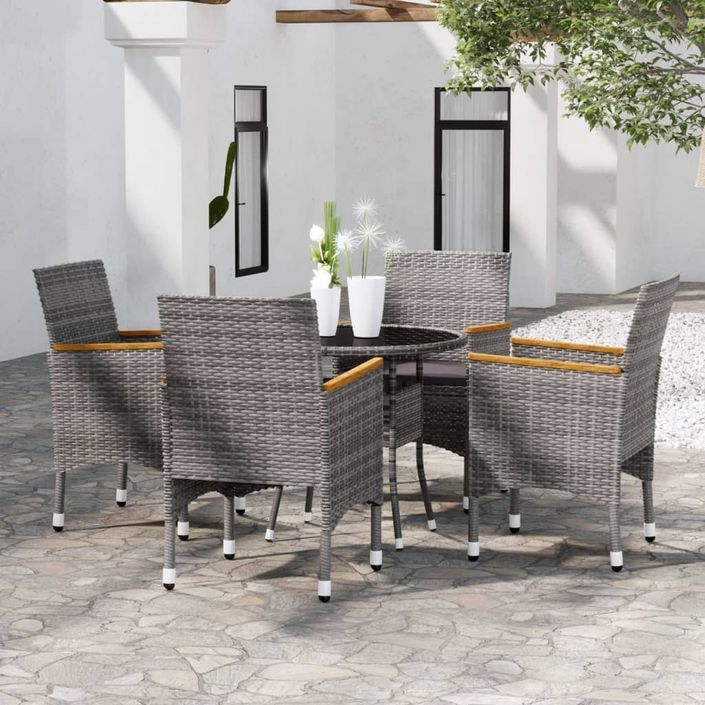 Mobilier de salle à manger de jardin 5 pcs Résine tressée Gris - Photo n°1