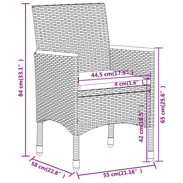 Mobilier de salle à manger de jardin 5 pcs Résine tressée Gris - Photo n°7