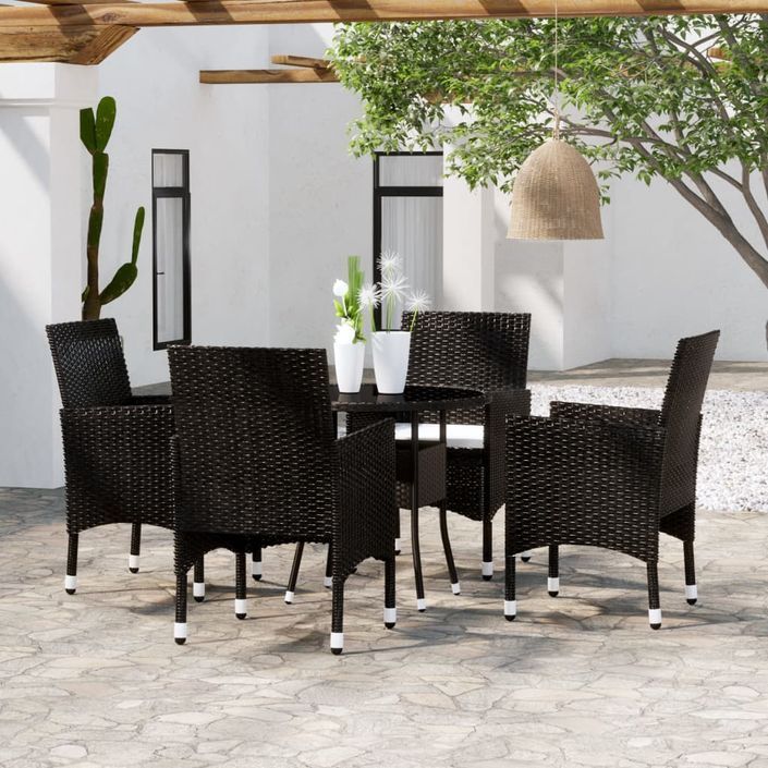 Mobilier de salle à manger de jardin 5 pcs Résine tressée Noir - Photo n°2