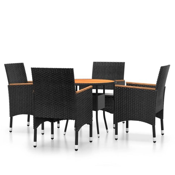 Mobilier de salle à manger de jardin 5 pcs Résine tressée Noir 2 - Photo n°1